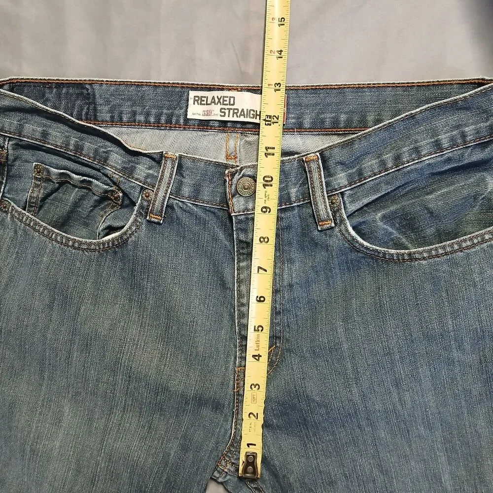 Levis 559 Jeans Men 34x32 Blue Relaxed Straight 90s Y2k Vintage Denim Biker Moto - Picture 10 of 10